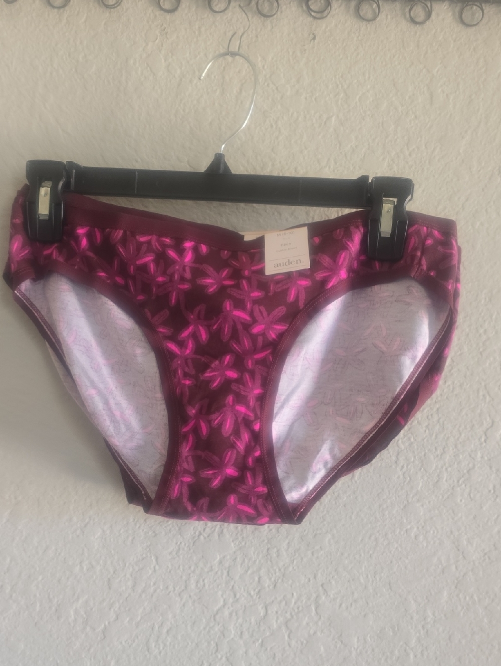 Auden Women's Floral 3pk Bikini Briefs in Magenta and Dark Wine